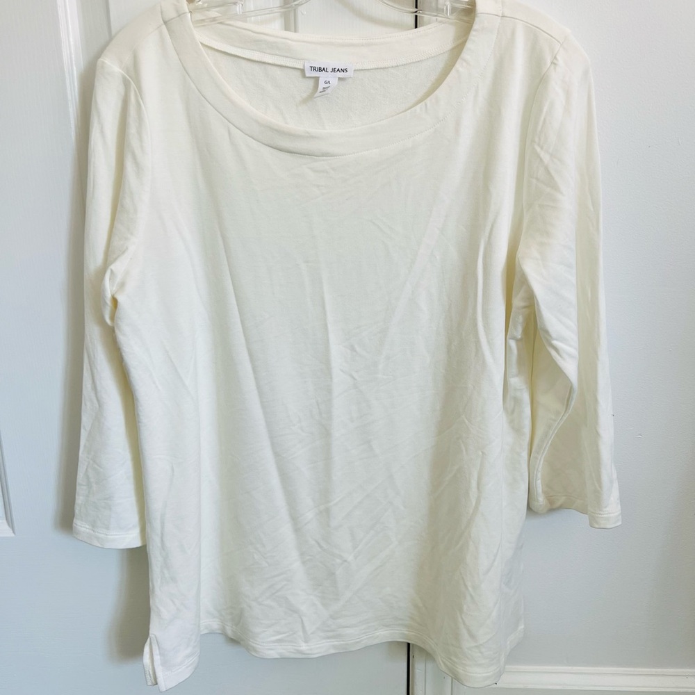 Tribal Women's Cream 3/4 Sleeve Top
